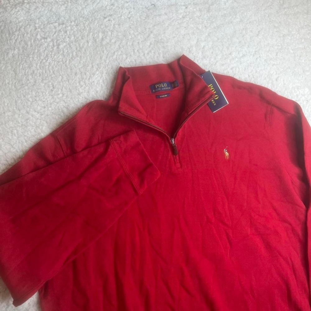 NWT Polo Ralph Lauren men's red quarter zip pullover 1/4 zip estate rib xxl